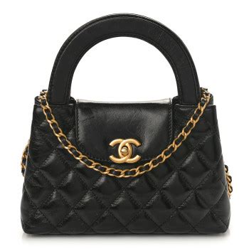 chanel shiny aged calfskin quilted nano kelly shopper black|chanel mini nano kelly.